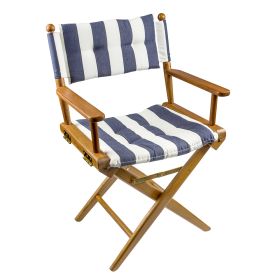 Whitecap Director'S Chair W/Navy &Amp; White Cushion - Teak