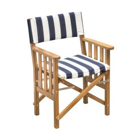 Whitecap Director'S Chair Ii W/Navy &Amp; White Cushion - Teak
