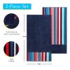 Nautical Stripe Oversized Cotton Beach Towel Set Of 2 Piece
