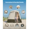Camping Shower Tent, 2-Room Foldable Privacy Tent Changing Room with Ground Stakes, Ropes, Carry Bag, and Crossbar