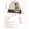 Camping Shower Tent, 2-Room Foldable Privacy Tent Changing Room with Ground Stakes, Ropes, Carry Bag, and Crossbar