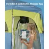 Camping Shower Tent, 2-Room Portable Privacy Tent Changing Room with Shower Bag, Ground Stakes, Ropes, Carry Bag, and Support Poles