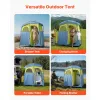 Camping Shower Tent, 2-Room Portable Privacy Tent Changing Room with Shower Bag, Ground Stakes, Ropes, Carry Bag, and Support Poles