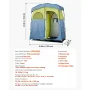 Camping Shower Tent, 2-Room Portable Privacy Tent Changing Room with Shower Bag, Ground Stakes, Ropes, Carry Bag, and Support Poles