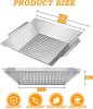 Grill Basket for Outdoor Cooking 13.4 Inch, Stainless Steel Vegetable & Fish Grilling Tray with Handle