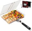 Grill Basket Set, Barbecue BBQ Grilling, Stainless Steel Folding Portable Outdoor Camping Rack for Fish, Shrimp, Vegetables, Cooking Accessories