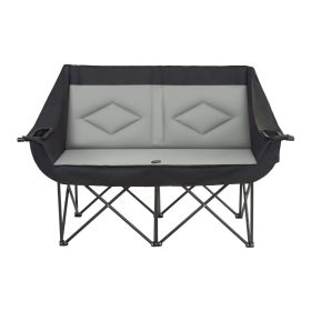 Double Camping Chair, Oversized Two Person Camp Chair with 660 lbs Heavy Duty Support, with Dual Cup Holders, Wine Glass Holders, Magazine Straps
