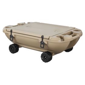 Floating Cooler, 40 QT Floating Ice Chest with Dry Storage, Wheels & Tow Rope, Premium LLDPE Amphibious Drink Cooler for Water & Land