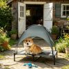 Elevated Dog Bed with Removable Canopy, Outdoor Dog Cot with UV Protection Canopy Shade, 36 inch Large Pet Bed