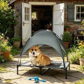 Elevated Dog Bed with Removable Canopy, Outdoor Dog Cot with UV Protection Canopy Shade, 36 inch Large Pet Bed