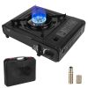 3300W Portable Camping Stove Butane Canister Dual Fuel Burner Piezo Electric Ignition Single Burner with Automatic Tank Ejection Overpressure Cut Off