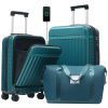 Front Opening Luggage Set 3 Piece, Hardside Carry on Suitcase with USB Port, Expandable Luggage with Handle Bag Spinner Wheels TSA Lock