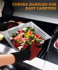 Grill Basket for Outdoor Cooking 13.4 Inch, Stainless Steel Vegetable & Fish Grilling Tray with Handle