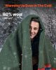 Wool Camping Blanket, Large Warm Stadium Blanket, Waterproof & Windproof, Flame Retardant, Great for Outdoors, Picnics, Hiking, Sports Events, Travel