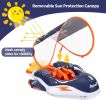 Inflatable Baby Swimming Float with Safe Bottom Support and Retractable Fabric Canopy for Safer Swims (Space Blue, Large)