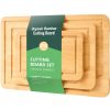 Cutting Board, 3 Pieces, Premium Versatile Bamboo Cutting Board with Food-Grade Oil and Juice Groove