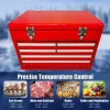 Yakimoto Nostalgia Series 21 Qt. Retro Industrial Toolbox Style Metal Cooler - 20L Portable Red Ice Chest for Camping, Tailgating & Garage