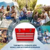 Yakimoto Nostalgia Series 21 Qt. Retro Industrial Toolbox Style Metal Cooler - 20L Portable Red Ice Chest for Camping, Tailgating & Garage