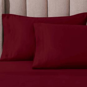 100% Egyptian Cotton 1000 Thread Count Solid Pillowcase Set (Color: Burgundy, size: King)