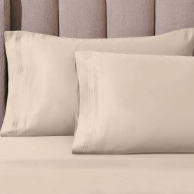 100% Egyptian Cotton 1000 Thread Count Solid Pillowcase Set (Color: Ivory, size: King)