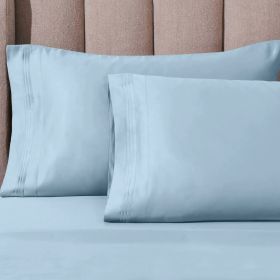 100% Egyptian Cotton 1000 Thread Count Solid Pillowcase Set (Color: Light Blue, size: Standard)