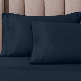 100% Egyptian Cotton 1000 Thread Count Solid Pillowcase Set (Color: Navy Blue, size: Standard)