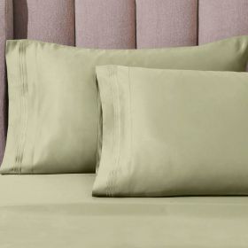 100% Egyptian Cotton 1000 Thread Count Solid Pillowcase Set (Color: Sage, size: King)