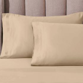 100% Egyptian Cotton 1000 Thread Count Solid Pillowcase Set (Color: Tan, size: King)