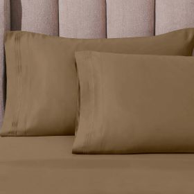 100% Egyptian Cotton 1000 Thread Count Solid Pillowcase Set (Color: Taupe, size: Standard)