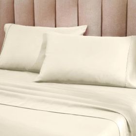 1200 Thread Count Cotton Blend 2 Piece Solid Pillowcase Set (Color: Ivory, size: King)
