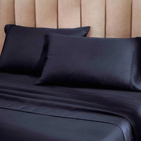 1200 Thread Count Cotton Blend 2 Piece Solid Pillowcase Set (Color: Navy Blue, size: King)