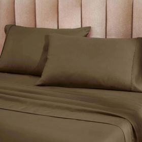 1200 Thread Count Cotton Blend 2 Piece Solid Pillowcase Set (Color: Taupe, size: Standard)