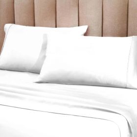 1200 Thread Count Cotton Blend 2 Piece Solid Pillowcase Set (Color: White, size: Standard)