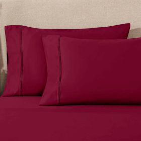 100% Egyptian Cotton 1200 Thread Count Solid Pillowcase Set (Color: Burgundy, size: Standard)