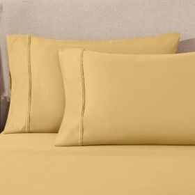 100% Egyptian Cotton 1200 Thread Count Solid Pillowcase Set (Color: Gold, size: King)