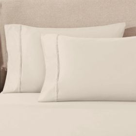 100% Egyptian Cotton 1200 Thread Count Solid Pillowcase Set (Color: Ivory, size: Standard)