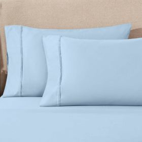 100% Egyptian Cotton 1200 Thread Count Solid Pillowcase Set (Color: Light Blue, size: Standard)