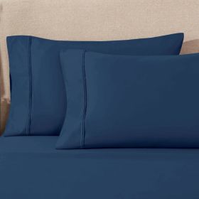 100% Egyptian Cotton 1200 Thread Count Solid Pillowcase Set (Color: Navy Blue, size: Standard)