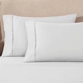 100% Egyptian Cotton 1200 Thread Count Solid Pillowcase Set (Color: Platinum, size: Standard)