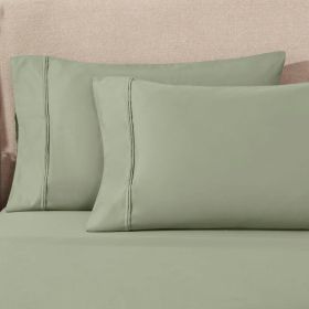 100% Egyptian Cotton 1200 Thread Count Solid Pillowcase Set (Color: Sage, size: Standard)