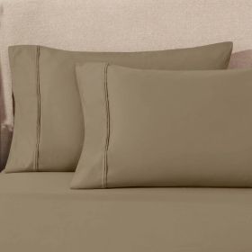100% Egyptian Cotton 1200 Thread Count Solid Pillowcase Set (Color: Taupe, size: Standard)