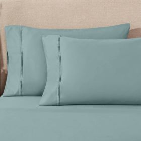 100% Egyptian Cotton 1200 Thread Count Solid Pillowcase Set (Color: Teal, size: King)