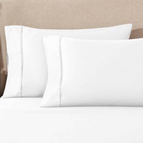100% Egyptian Cotton 1200 Thread Count Solid Pillowcase Set (Color: White, size: King)