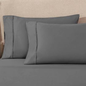 100% Egyptian Cotton 1200 Thread Count Solid Pillowcase Set (Color: Charcoal, size: King)