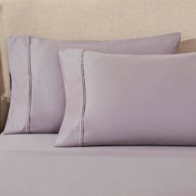100% Egyptian Cotton 1200 Thread Count Solid Pillowcase Set (Color: Zephyr, size: King)