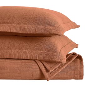Zenith Cotton Medium Weight Geometric Matelasse Bedspread and Sham Set (Color: Burnt Orange, size: California King)