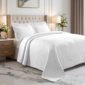 Lightweight Cotton Bedspread Sets 3-Piece Cascade Jacquard Matelassé (Color: White, size: King)