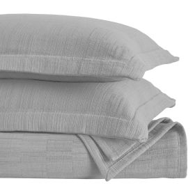 Zenith Cotton Medium Weight Geometric Matelasse Bedspread and Sham Set (Color: Grey, size: California King)