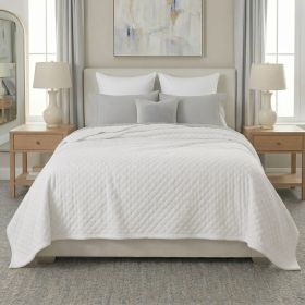 Holly Grid Fluffy Fleece Blanket - Modern Soft Embossed Bed Throw (Color: White, size: King)