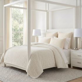 Hope Herringbone Fluffy Fleece Blanket - Soft All-Season Throw (Color: Ivory, size: King)